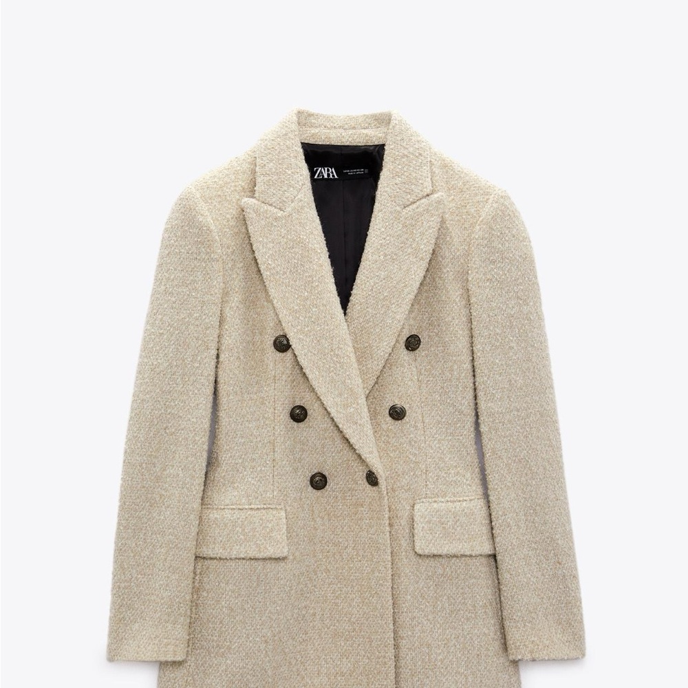 Zara Cream Pea Coat with Classic Tailoring